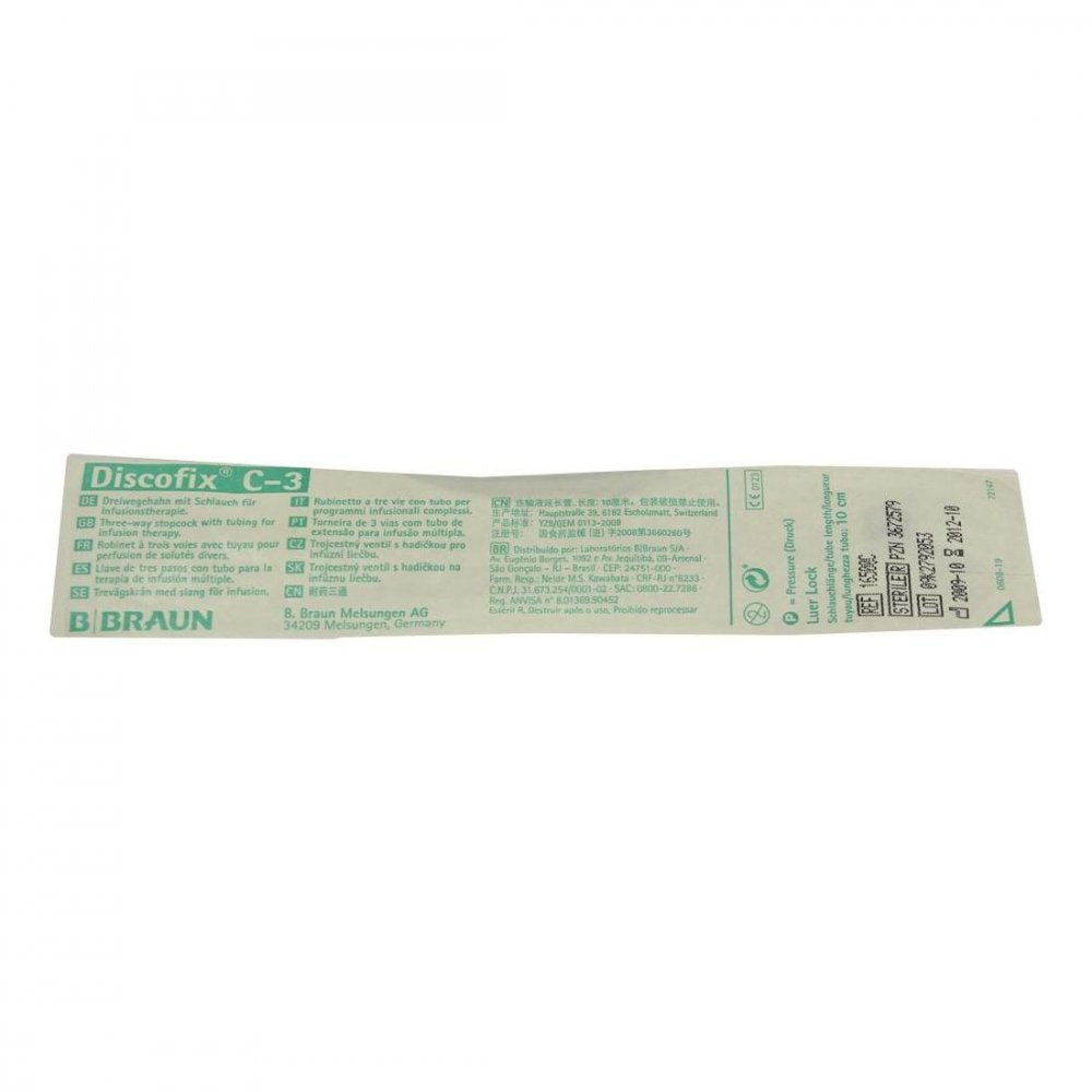 Das Produktfoto zeigt Discofix C Dreiwegehahn Blau M.10 Cm Schlauch (1 stk) PZN 03672579
