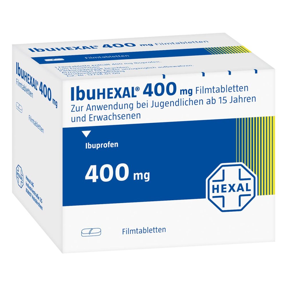Das Produktfoto zeigt Ibuhexal 400 Filmtabletten (100 stk) PZN 03674101