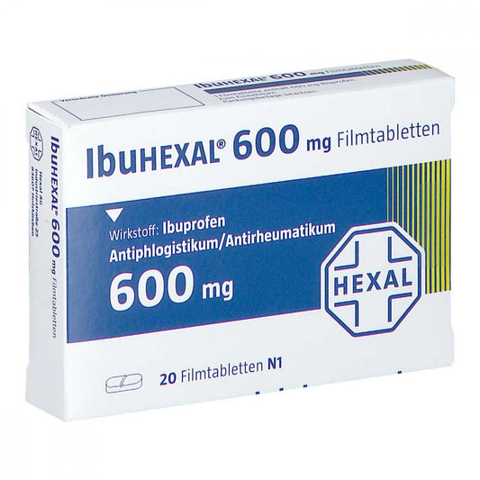 Das Produktfoto zeigt Ibuhexal 600 Filmtabletten (20 stk) PZN 03674118