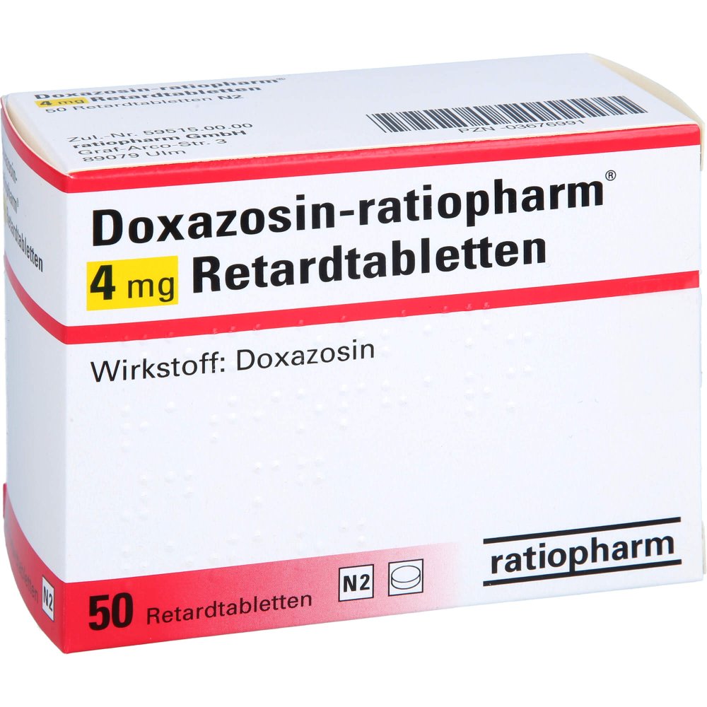 Das Produktfoto zeigt Doxazosin-Ratiopharm 4 Mg Retardtabletten (50 stk) PZN 03676991