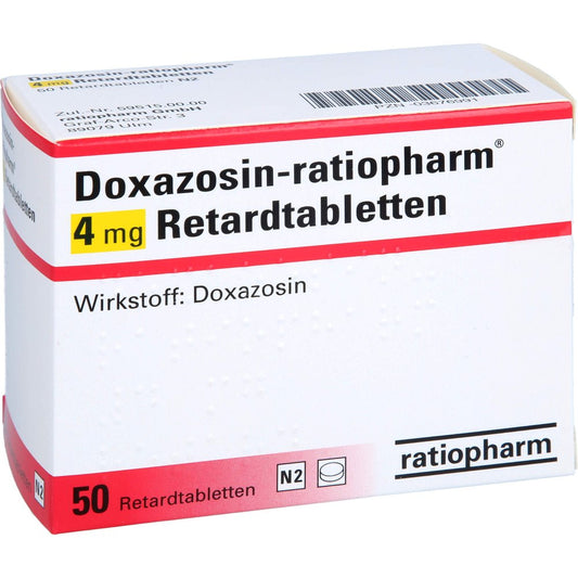 Das Produktfoto zeigt Doxazosin-Ratiopharm 4 Mg Retardtabletten (50 stk) PZN 03676991