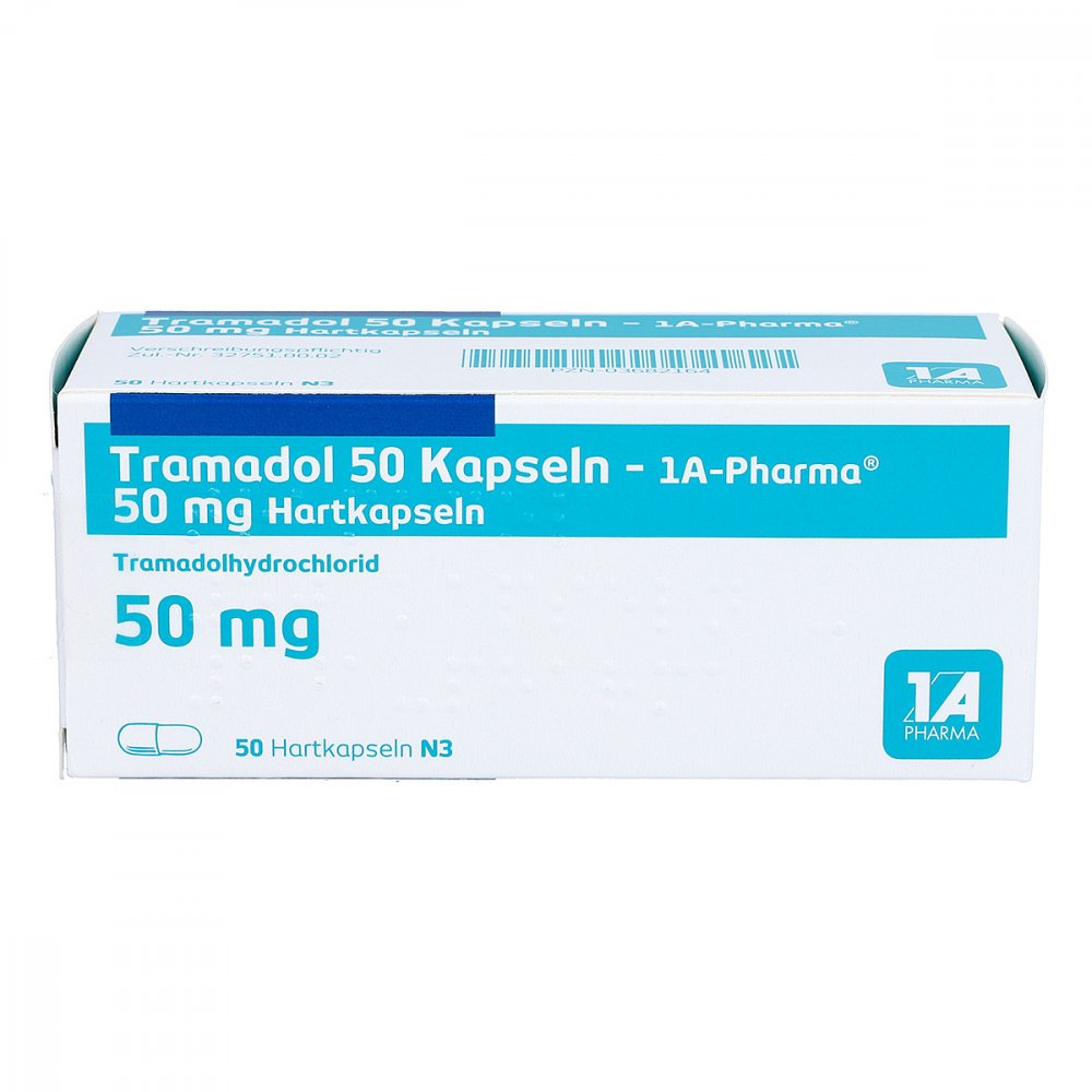 Das Produktfoto zeigt Tramadol 50 Kapseln-1a Pharma (50 stk) PZN 03682164