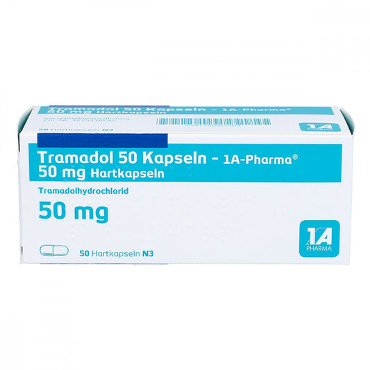 Das Produktfoto zeigt Tramadol 50 Kapseln-1a Pharma (50 stk) PZN 03682164