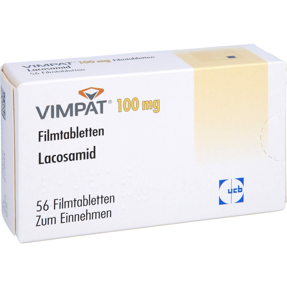 Das Produktfoto zeigt Vimpat 100 Mg Filmtabletten (56 stk) PZN 03682394