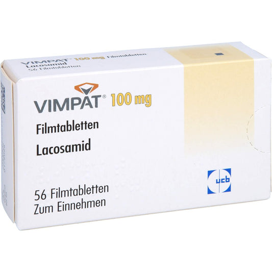 Das Produktfoto zeigt Vimpat 100 Mg Filmtabletten (56 stk) PZN 03682394
