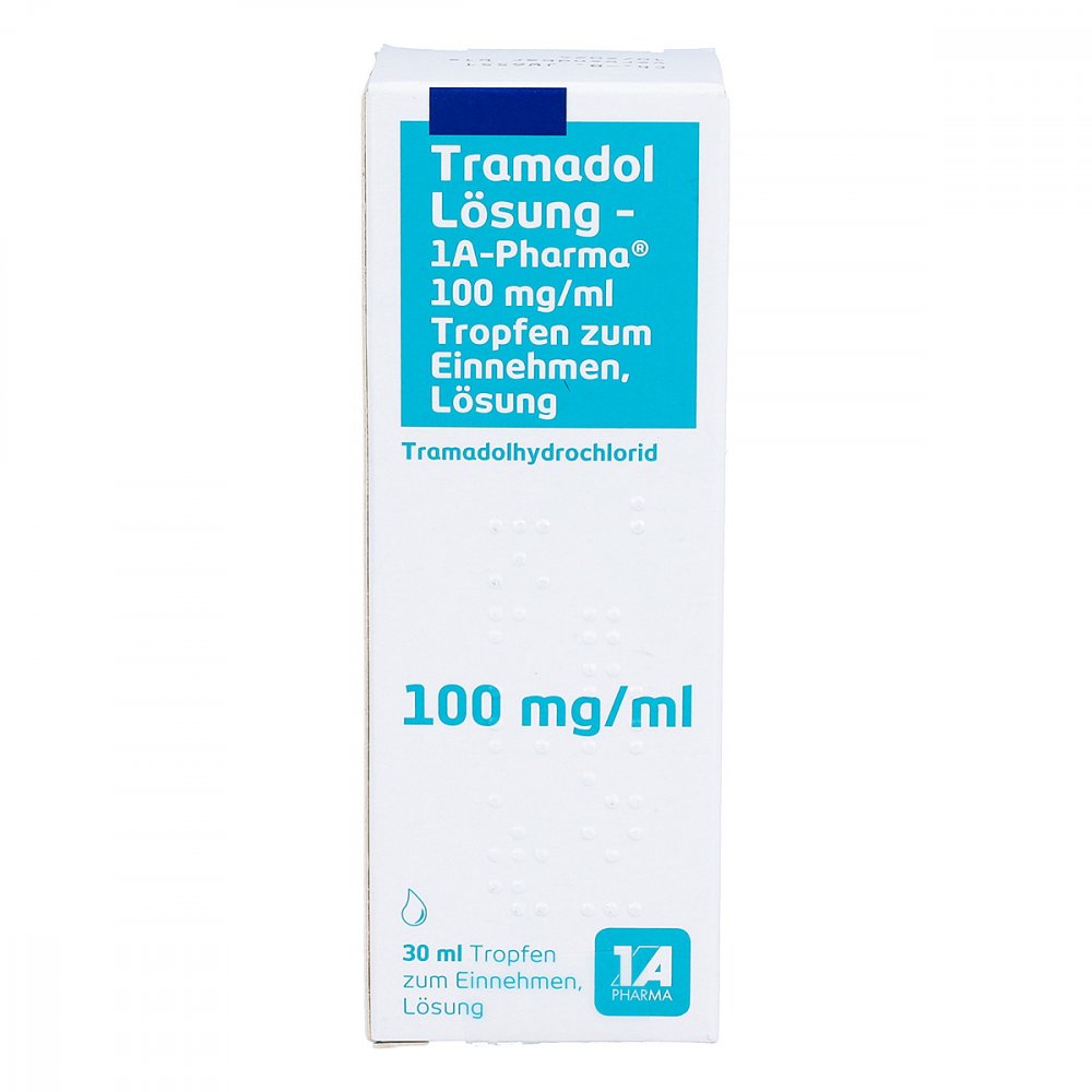 Das Produktfoto zeigt Tramadol Lösung-1a Pharma M.Tropfvorrichtung (30 ml) PZN 03682543