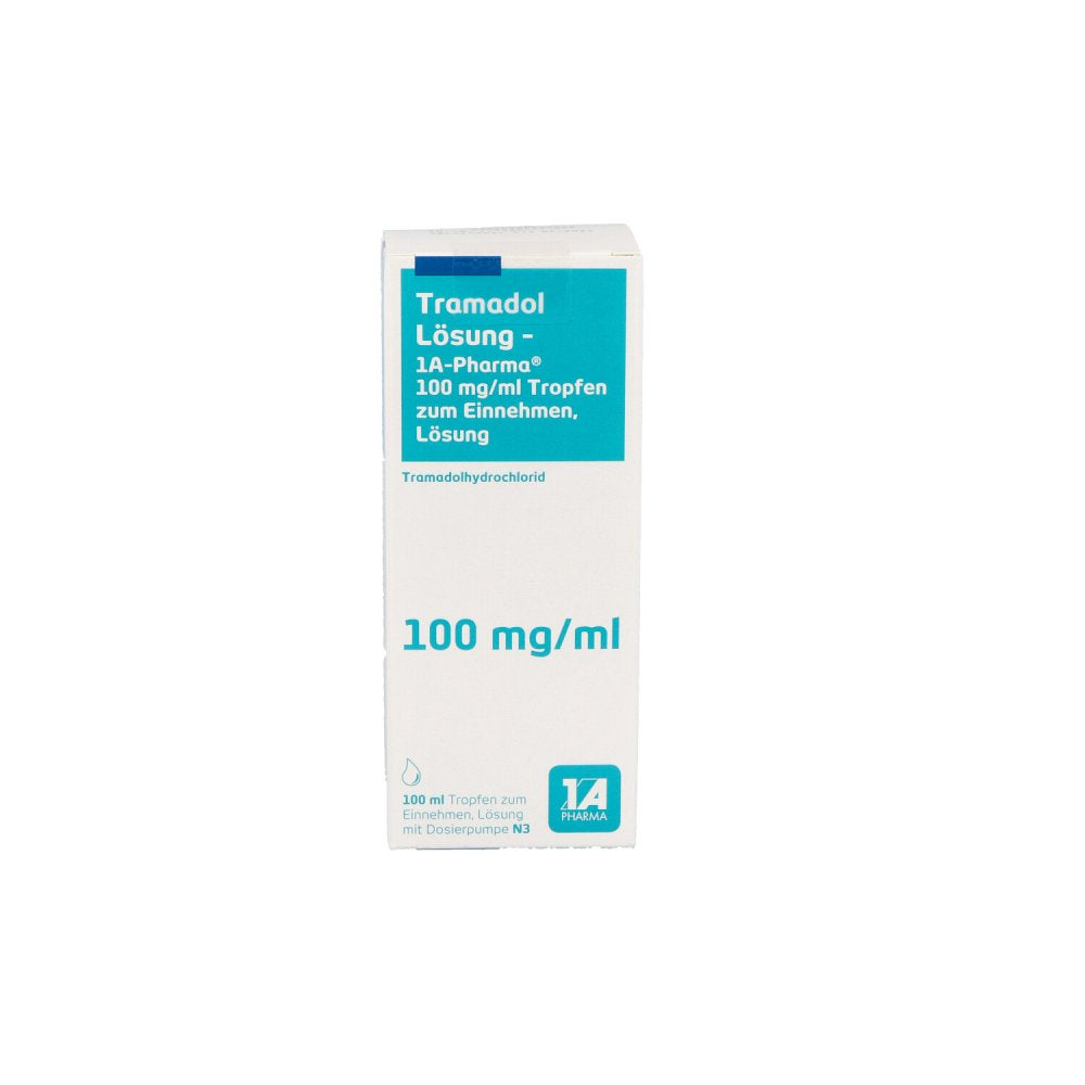 Das Produktfoto zeigt Tramadol Lösung-1a Pharma M.Dosierpumpe (100 ml) PZN 03682684