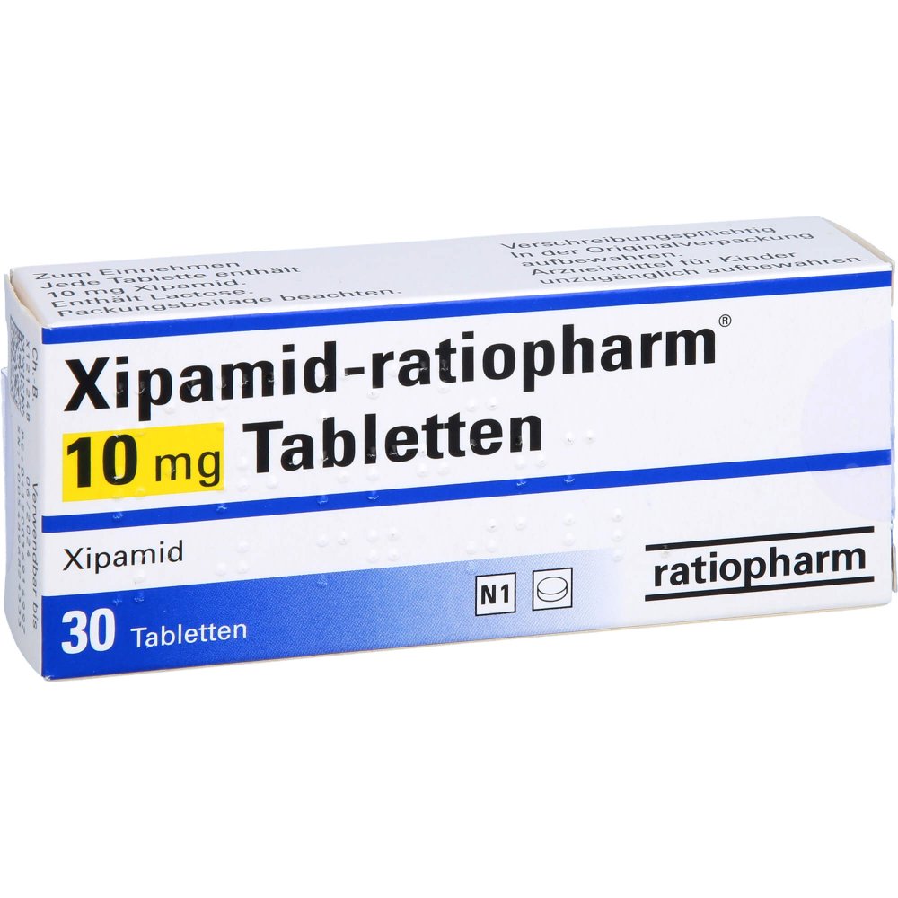 Das Produktfoto zeigt Xipamid-Ratiopharm 10 Mg Tabletten (30 stk) PZN 03691499