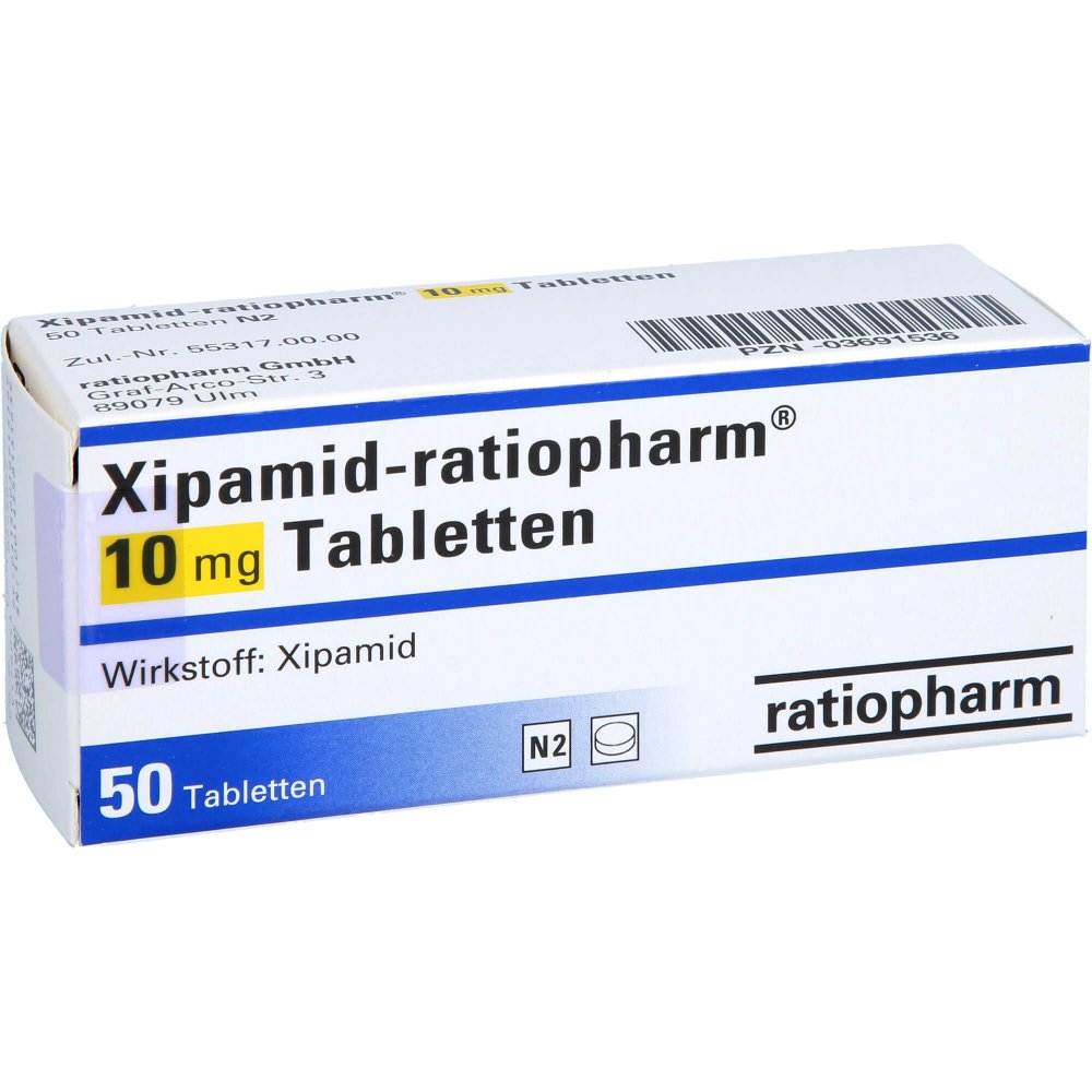 Das Produktfoto zeigt Xipamid-Ratiopharm 10 Mg Tabletten (50 stk) PZN 03691536