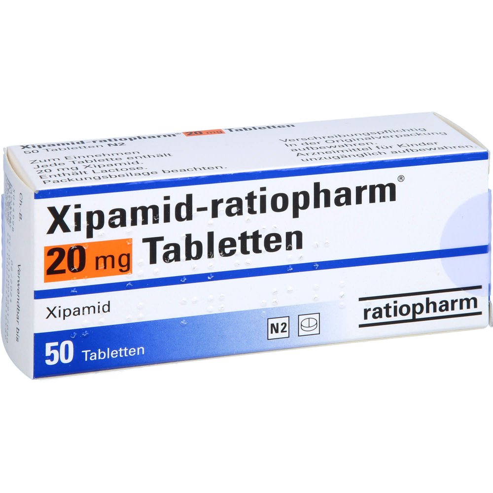 Das Produktfoto zeigt Xipamid-Ratiopharm 20 Mg Tabletten (50 stk) PZN 03691708
