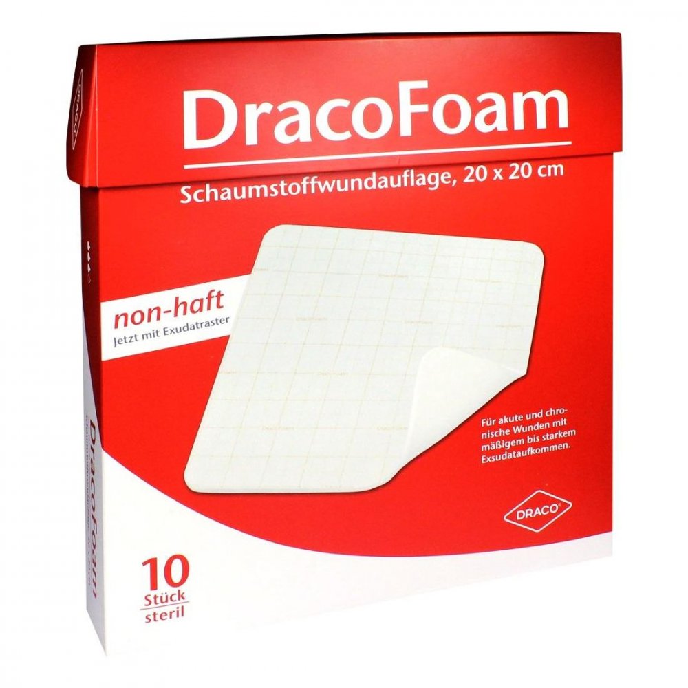 Dracofoam Schaumstoff Wundauflage 20x20 Cm (10 stk)