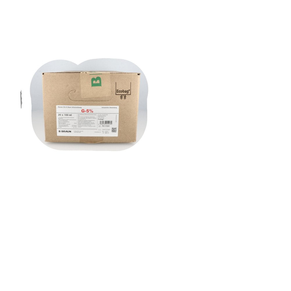Das Produktfoto zeigt Glucose 5% B.Braun Ecobag (20X100 ml) PZN 03705356