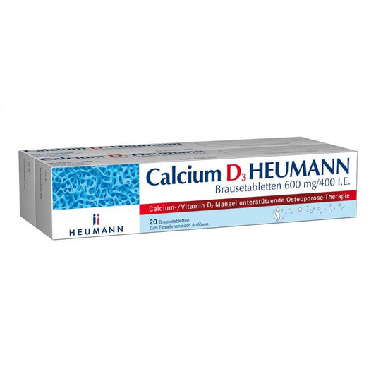 Das Produktfoto zeigt Calcium D3 Heumann Brausetabletten 600 Mg/400 I.E. (40 stk) PZN 03706137