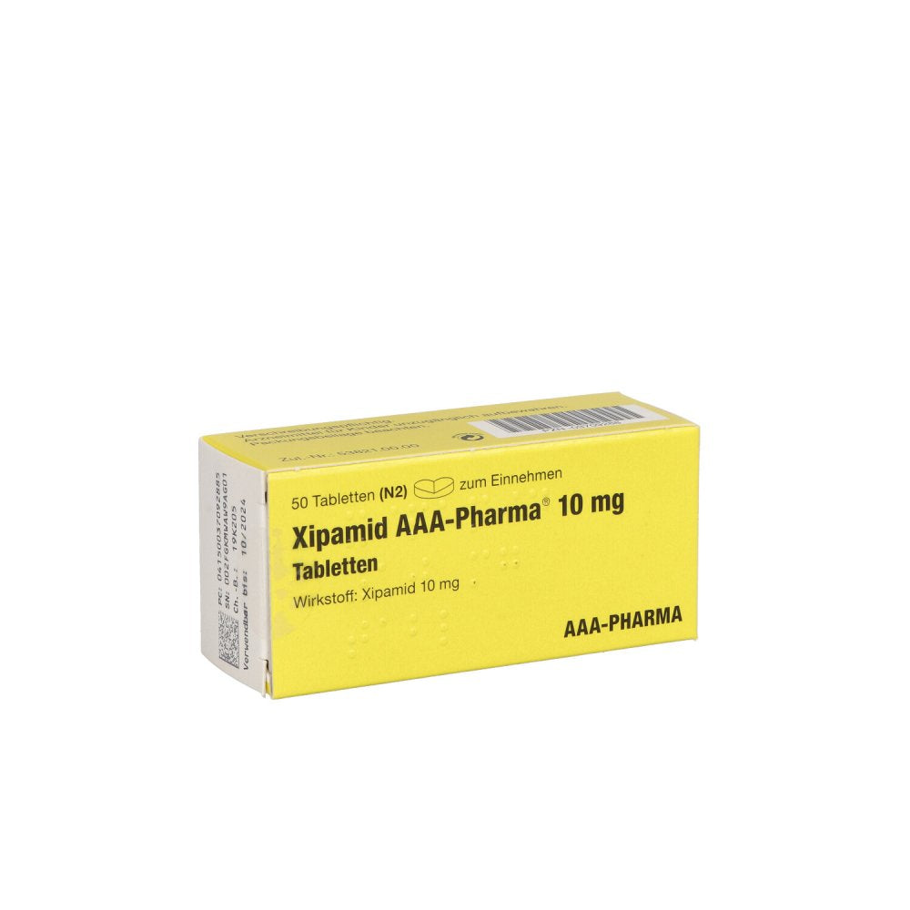 Das Produktfoto zeigt Xipamid 10 Mg Aaa-Pharma Tabletten (50 stk) PZN 03709288