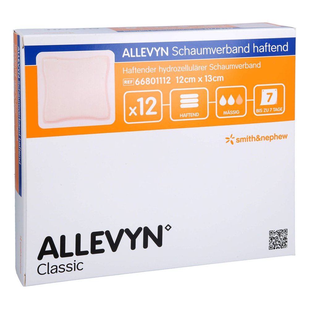 Das Produktfoto zeigt Allevyn Schaumverband 12x13 Cm Haftend (12 stk) PZN 03726306