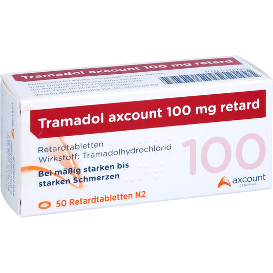 Das Produktfoto zeigt Tramadol Axcount 100 Mg Retard Tabl. (50 stk) PZN 03727458