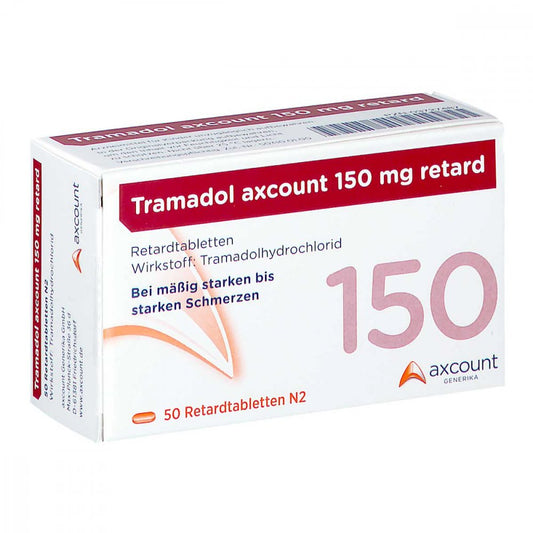 Das Produktfoto zeigt Tramadol Axcount 150 Mg Retard Tabl. (50 stk) PZN 03727487