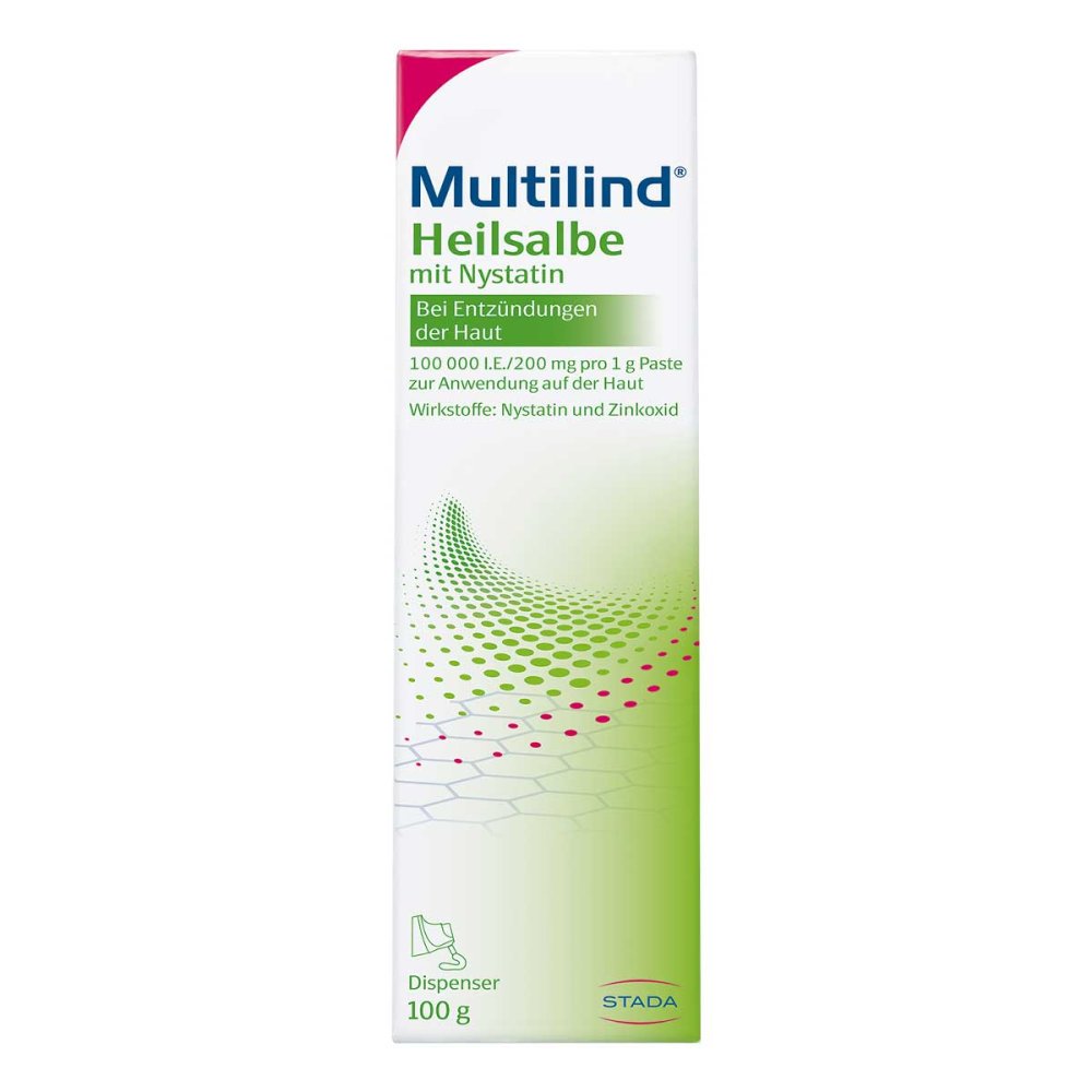 Das Produktfoto zeigt Multilind Heilsalbe M.Nystatin U.Zinkoxid (100 g) PZN 03737646