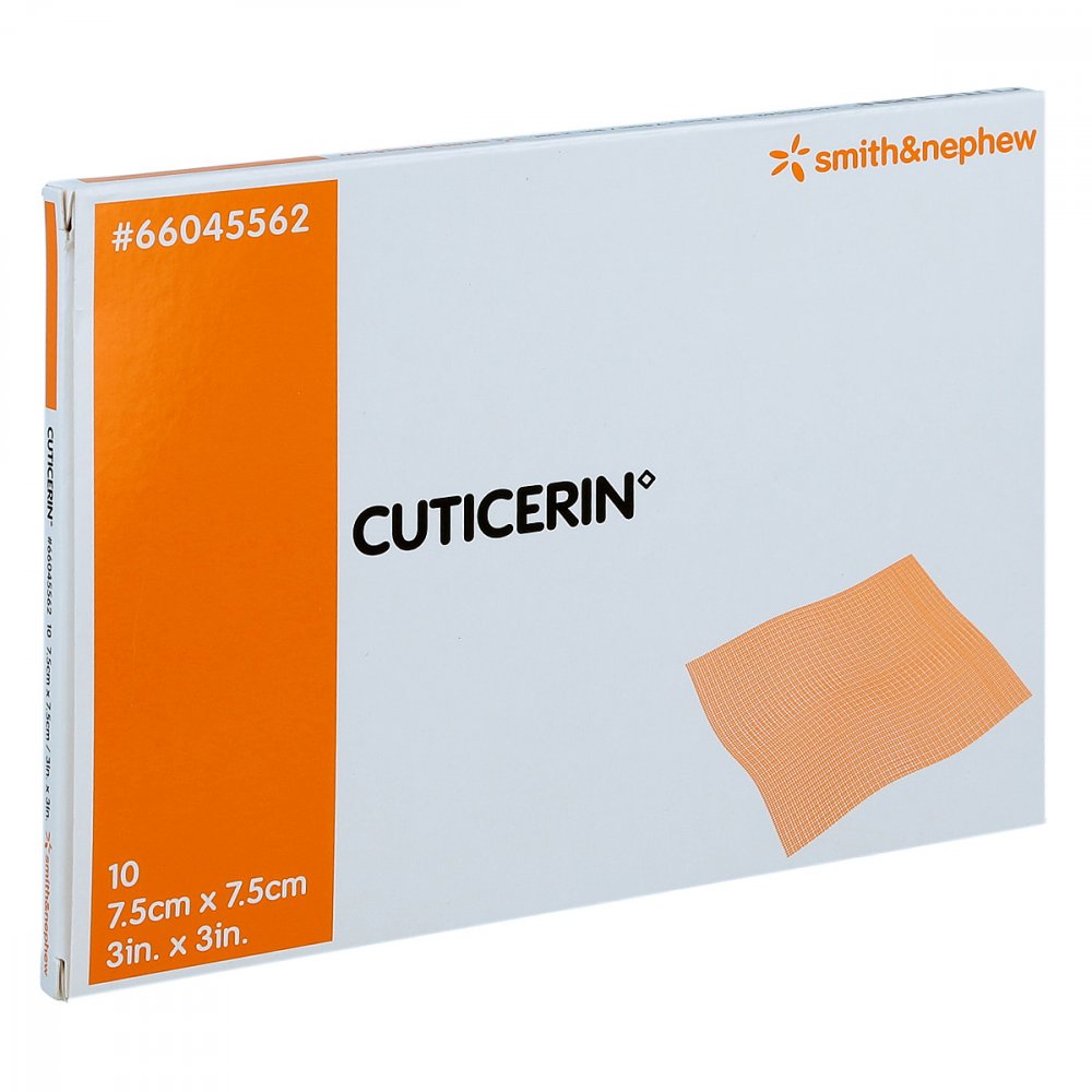 Das Produktfoto zeigt Cuticerin 7,5x7,5 Cm Gaze M.Salbenbeschichtung (10 stk) PZN 03744758
