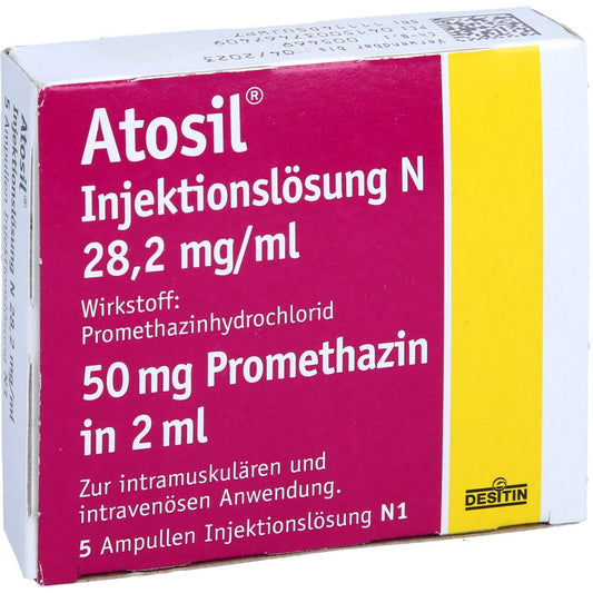 Das Produktfoto zeigt Atosil Injektionslösung N 28,2 Mg/Ml (5X2 ml) PZN 03746740