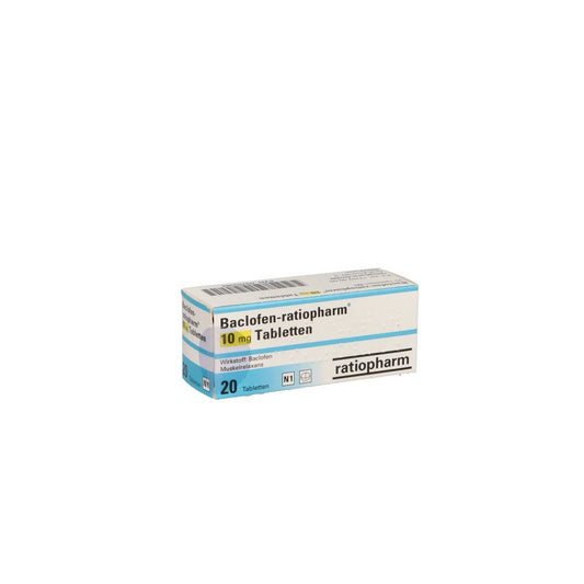 Das Produktfoto zeigt Baclofen-Ratiopharm 10 Mg Tabletten (20 stk) PZN 03753384