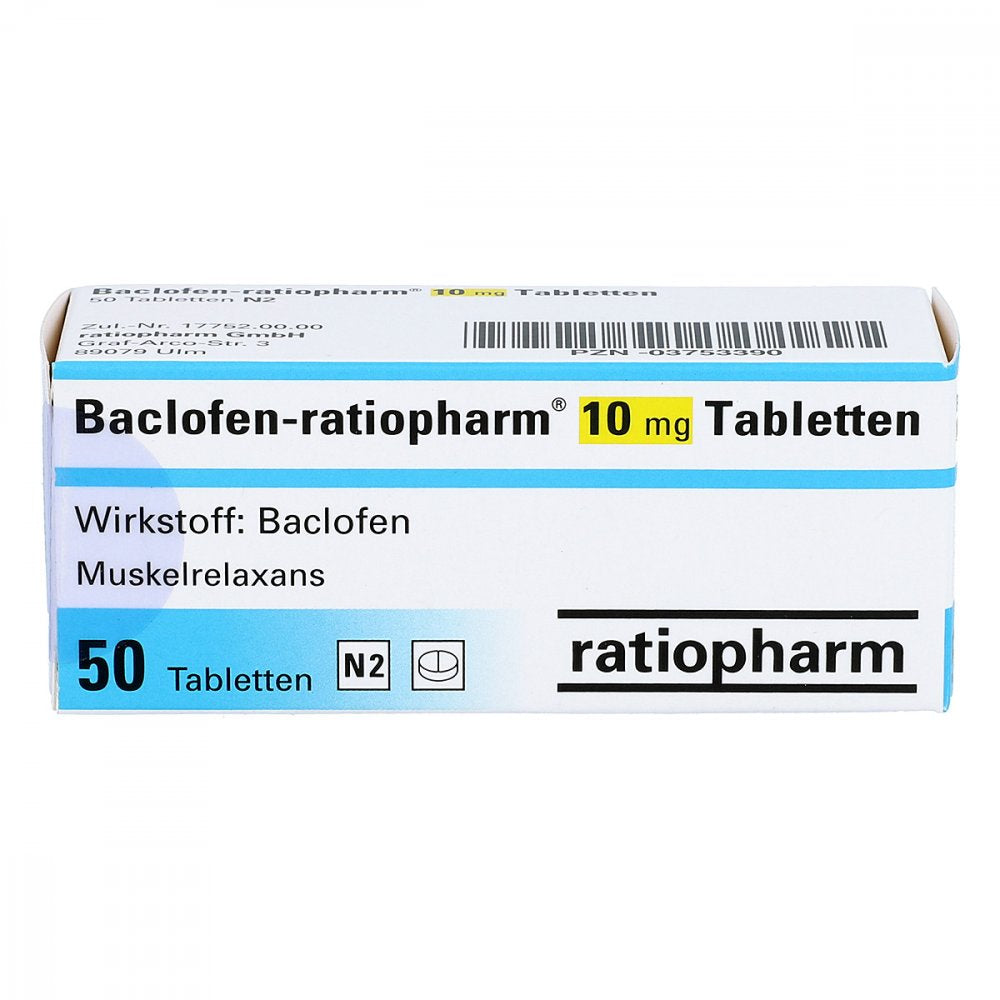 Das Produktfoto zeigt Baclofen-Ratiopharm 10 Mg Tabletten (50 stk) PZN 03753390