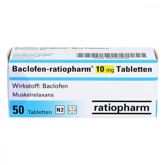 Das Produktfoto zeigt Baclofen-Ratiopharm 10 Mg Tabletten (50 stk) PZN 03753390