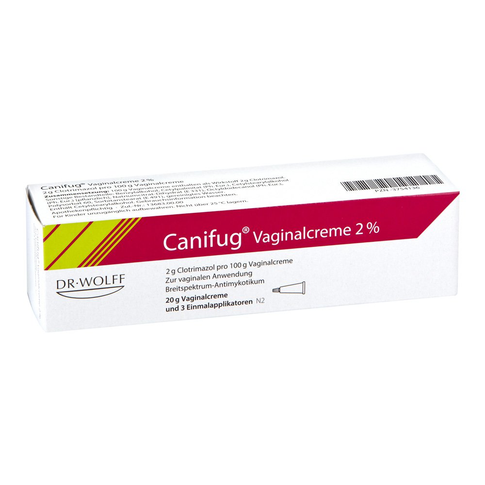 Das Produktfoto zeigt Canifug Vaginalcreme 2% M. 3 Appl. (20 g) PZN 03754136