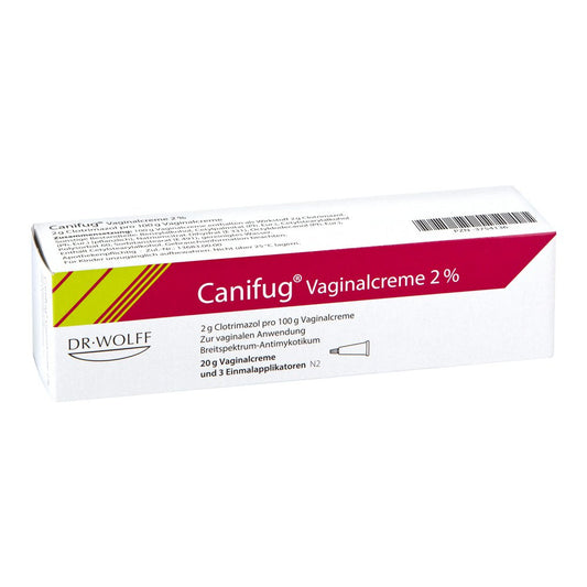 Das Produktfoto zeigt Canifug Vaginalcreme 2% M. 3 Appl. (20 g) PZN 03754136