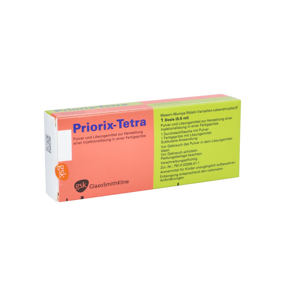 Das Produktfoto zeigt Priorix Tetra 0,5 Ml Plv.U.Lm Z.H.E.Inj.L.I.E.Fs. (1 stk) PZN 03754567