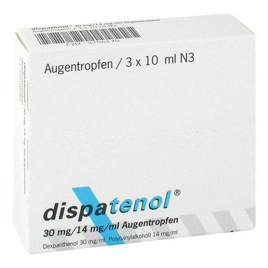 Das Produktfoto zeigt Dispatenol Augentropfen (3X10 ml) PZN 03756170