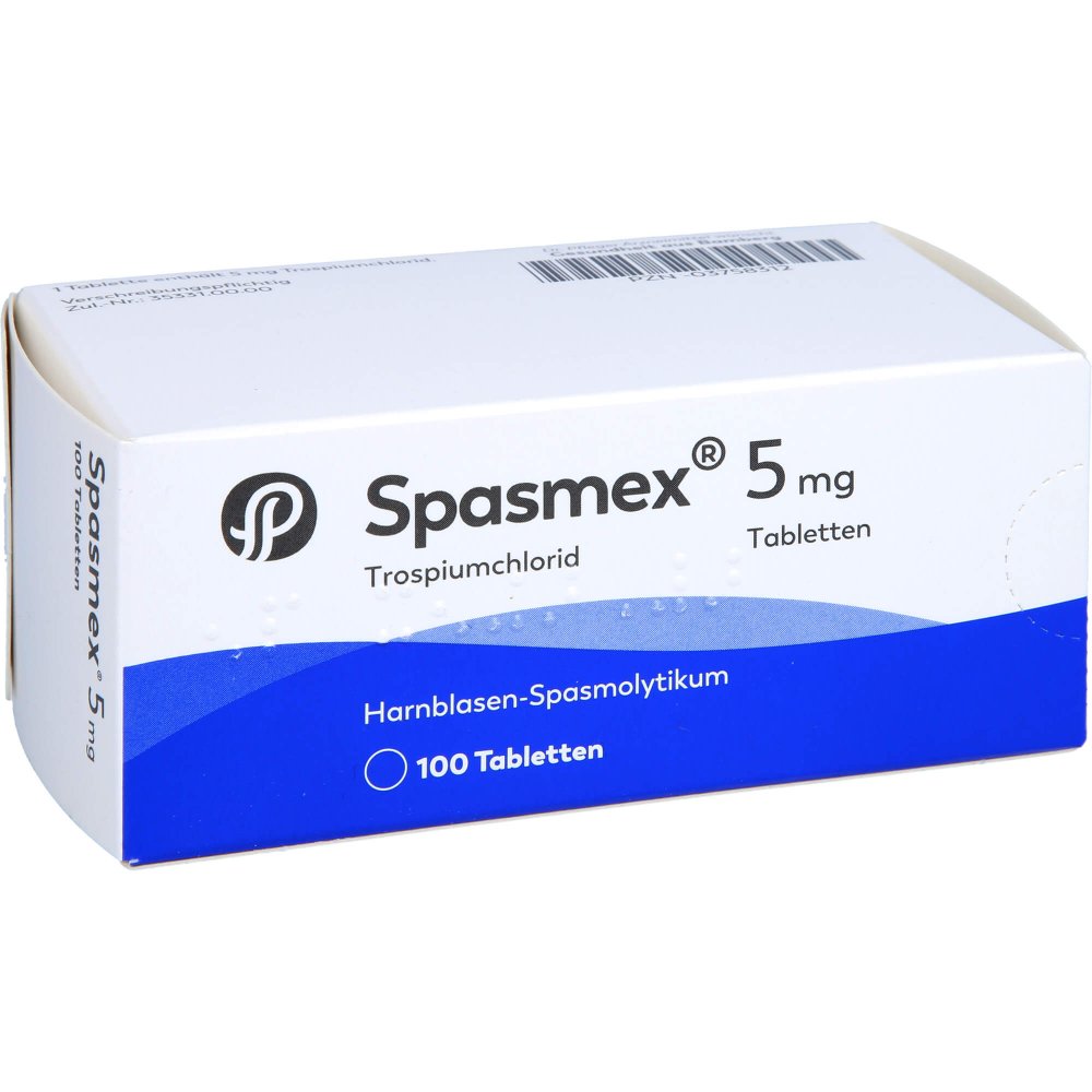 Das Produktfoto zeigt Spasmex 5 Tabletten (100 stk) PZN 03758312