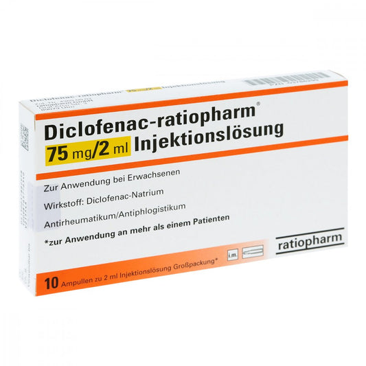 Diclofenac-Ratiopharm 75 Mg/2 Ml Inj.-Lsg.Ampullen (10 stk)