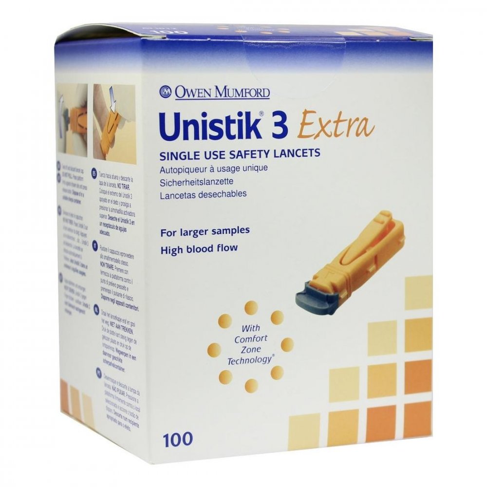 Unistik 3 Extra Eindr.Tiefe 2,0 Mm Stechhilfe (100 stk)