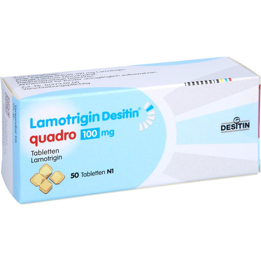 Das Produktfoto zeigt Lamotrigin Desitin Quadro 100 Mg Tabletten (50 stk) PZN 03806301