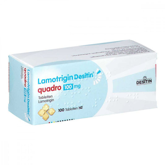 Das Produktfoto zeigt Lamotrigin Desitin Quadro 100 Mg Tabletten (100 stk) PZN 03806330