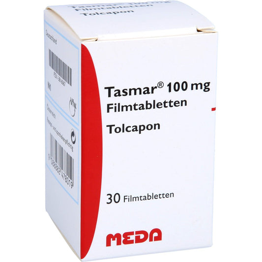 Das Produktfoto zeigt Tasmar 100 Mg Filmtabletten (30 stk) PZN 03816067