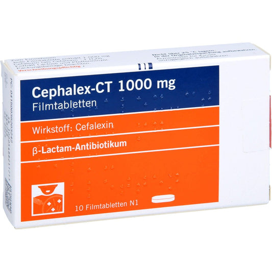 Das Produktfoto zeigt Cephalex-Ct 1000 Mg Filmtabletten (10 stk) PZN 03820324