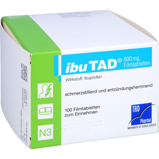 Das Produktfoto zeigt Ibutad 800 Mg Filmtabletten (100 stk) PZN 03827390