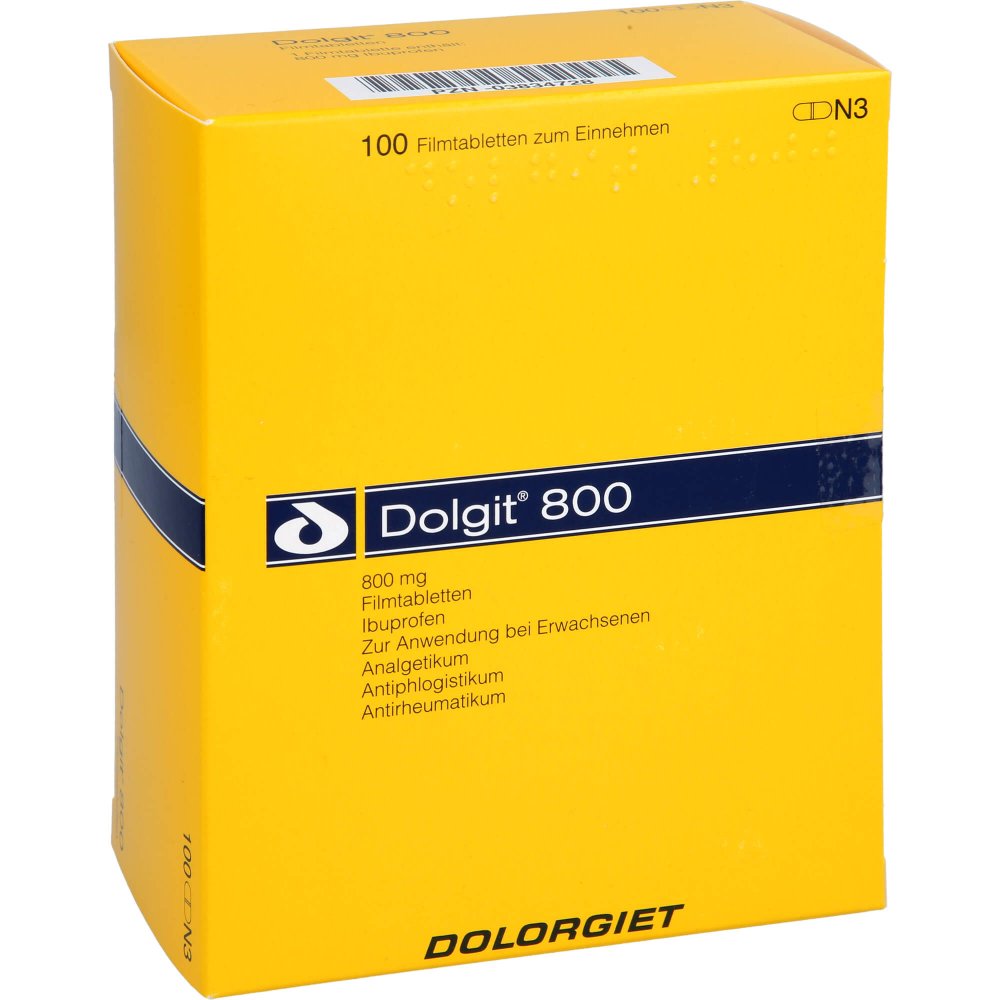 Das Produktfoto zeigt Dolgit 800 Filmtabletten (100 stk) PZN 03834728