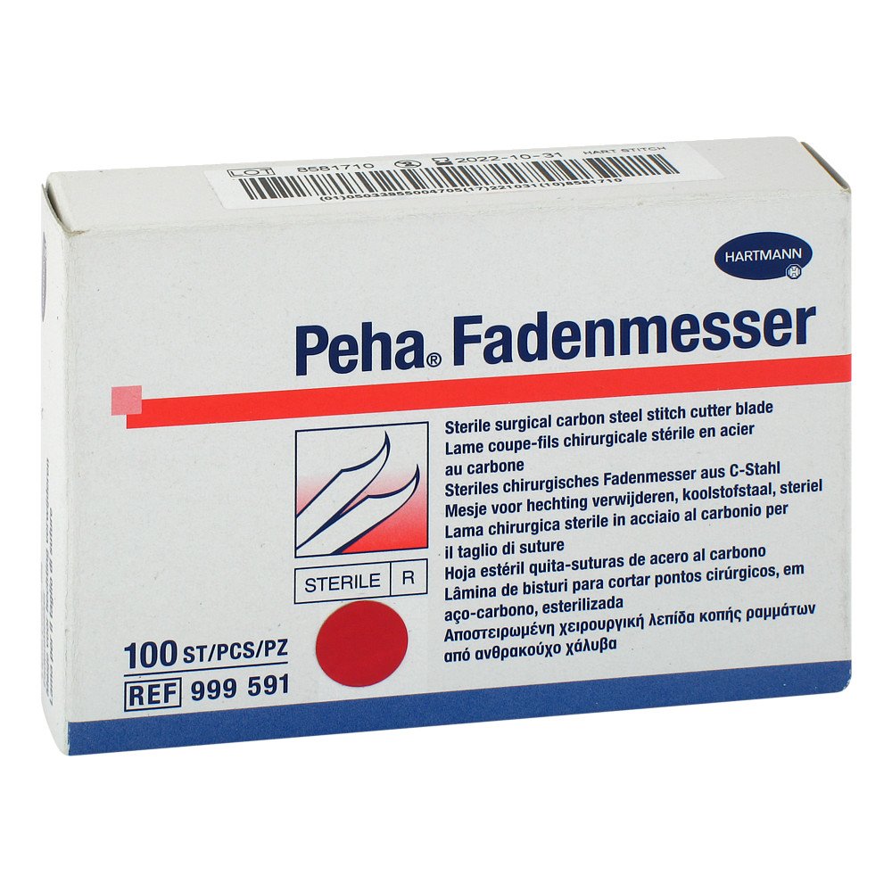 Das Produktfoto zeigt Peha Fadenmesser Steril (100 stk) PZN 03835656