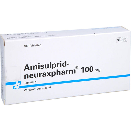 Das Produktfoto zeigt Amisulprid-Neuraxpharm 100 Mg Tabletten (100 stk) PZN 03836348