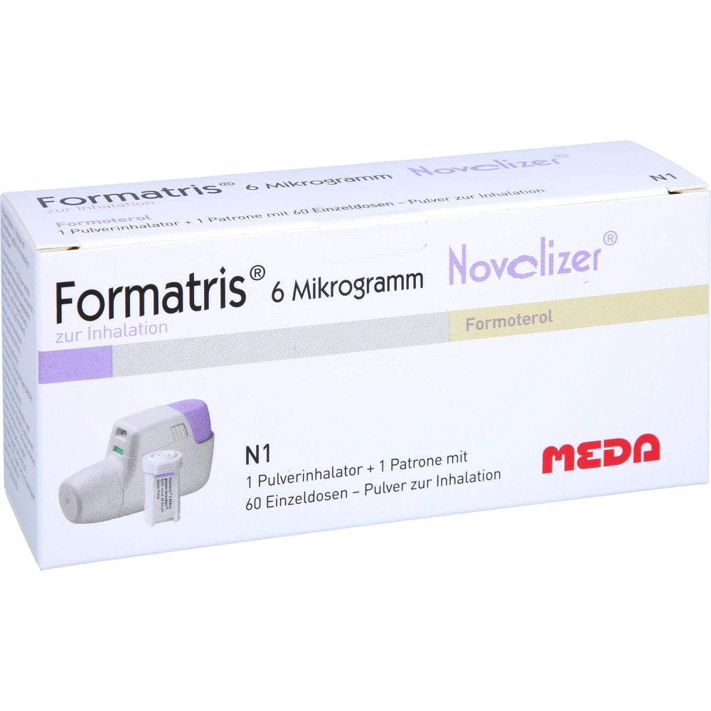 Das Produktfoto zeigt Formatris 6μg Novolizer 1x60 Ed Inhalator+Patrone (1 stk) PZN 03840232