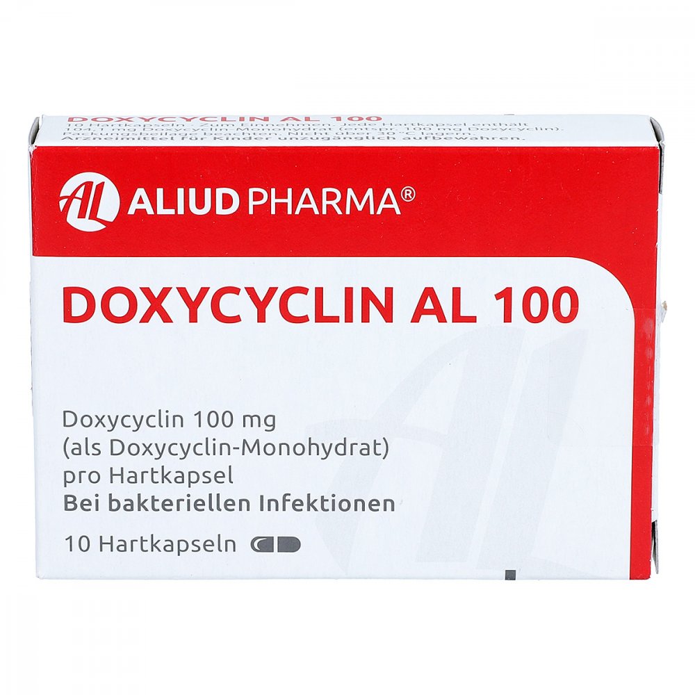 Das Produktfoto zeigt Doxycyclin Al 100 Hartkapseln (10 stk) PZN 03851945
