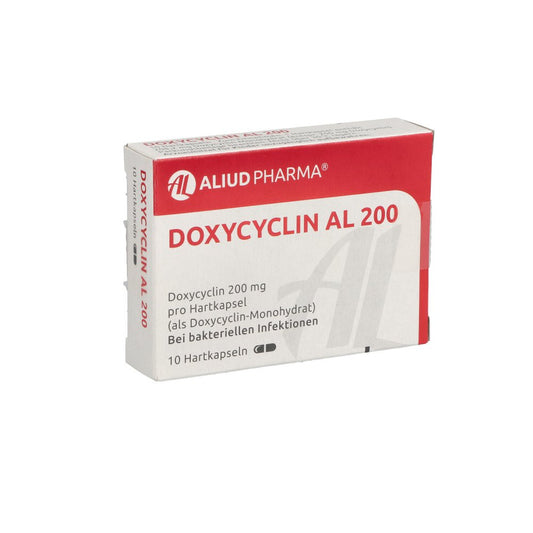 Das Produktfoto zeigt Doxycyclin Al 200 Hartkapseln (10 stk) PZN 03851968