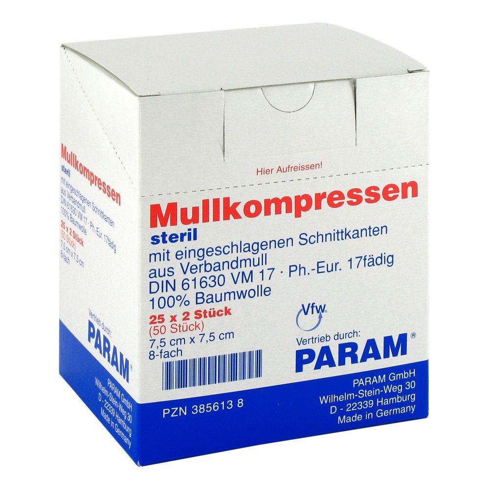 Mullkompressen 7,5x7,5 Cm Steril 8fach (25X2 stk)