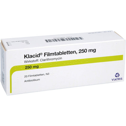 Das Produktfoto zeigt Klacid Filmtabletten (20 stk) PZN 03873154