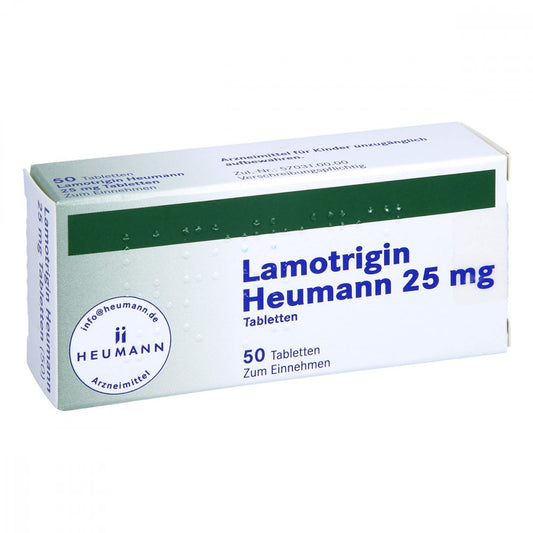 Das Produktfoto zeigt Lamotrigin Heumann 25 Mg Tabletten (50 stk) PZN 03885950