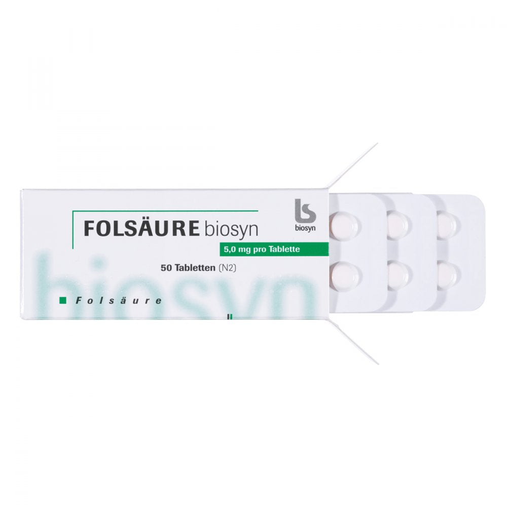 Das Produktfoto zeigt Folsäure 5 Mg Tabletten (50 stk) PZN 03886642