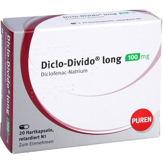 Das Produktfoto zeigt Diclo Divido Long Retardkapseln (20 stk) PZN 03892602